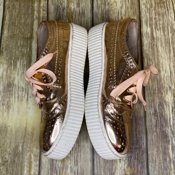 Shellys London Rose Gold Metallic Chunky Sole Oxfords Women's Size 10 - Picture 8 of 9